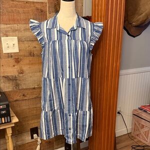 True Craft Navy and White Striped Mini Dress